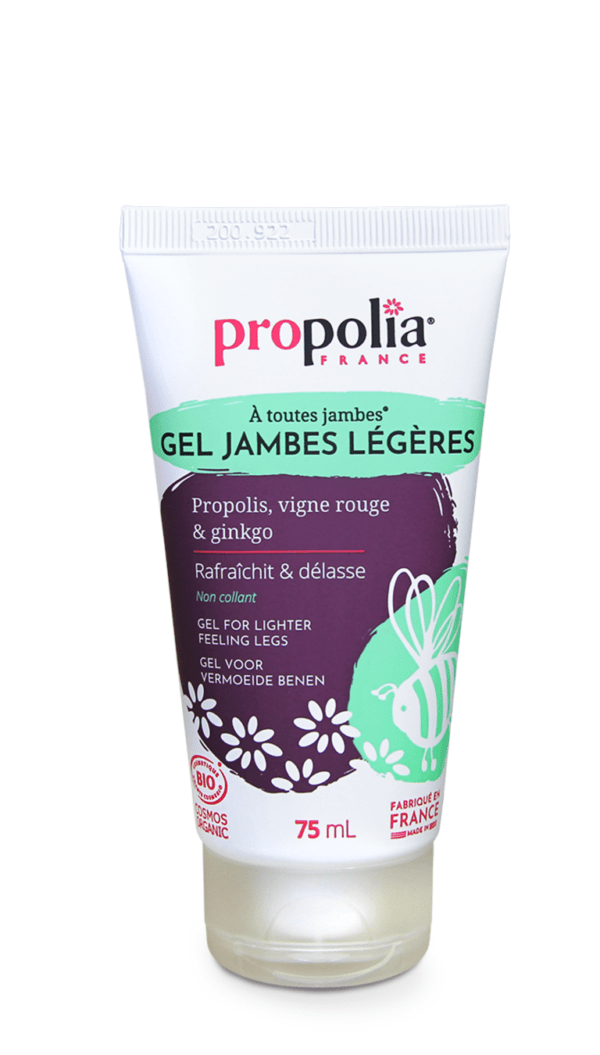 Gel jambes légères certifié Bio Propolis, Ginkgo et Vigne rouge