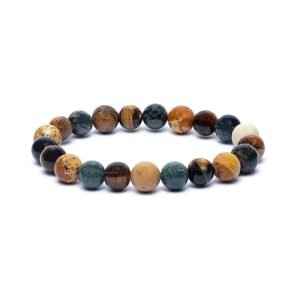 Bracelet élastique en jaspe kambaba /œil de tigre / jaspe paysage - 8MM