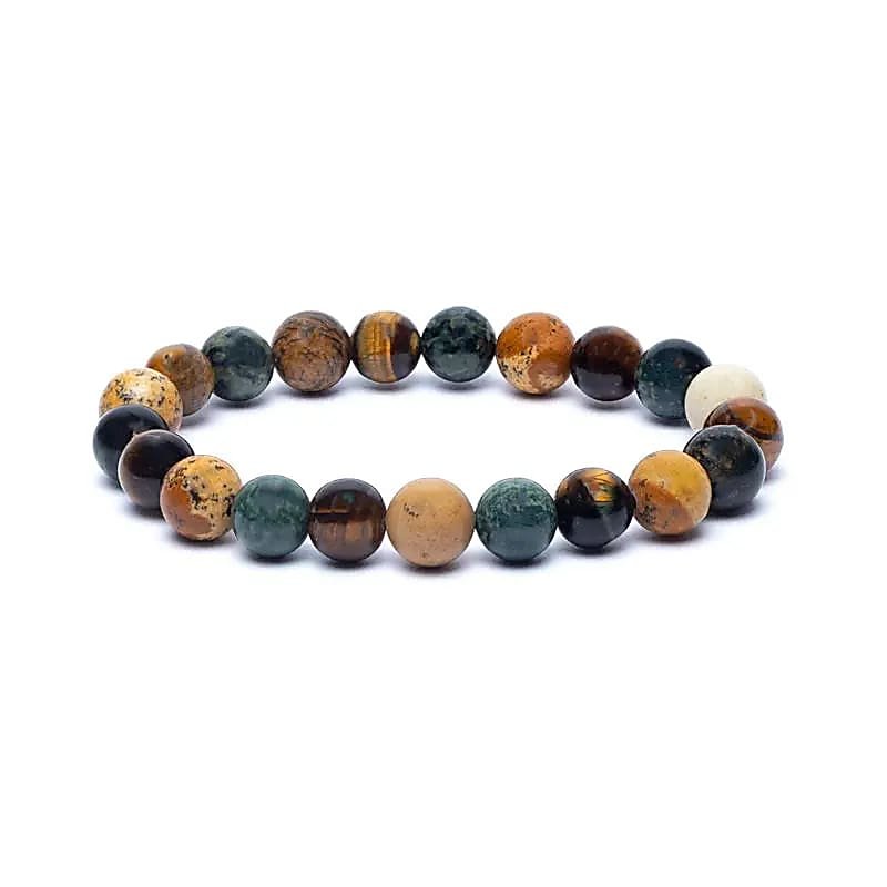 Bracelet élastique en jaspe kambaba /œil de tigre / jaspe paysage - 8MM