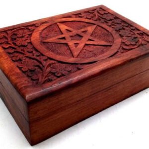 Boîte à Bijoux, tarots, secrets - Bois Pentacle 18cm